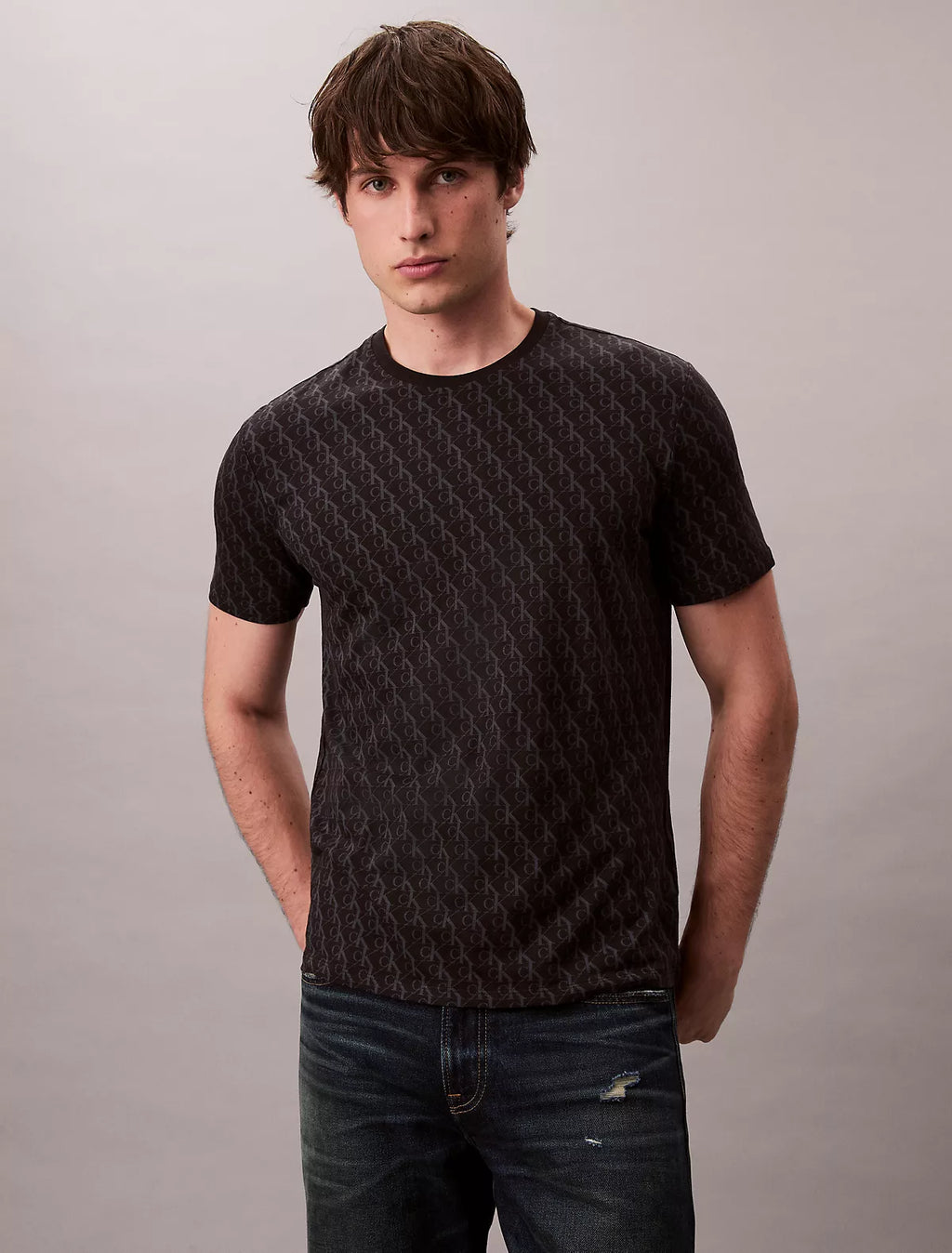 Calvin Klein Liquid Touch Allover Monogram Classic T-Shirt - IMMEDIATE