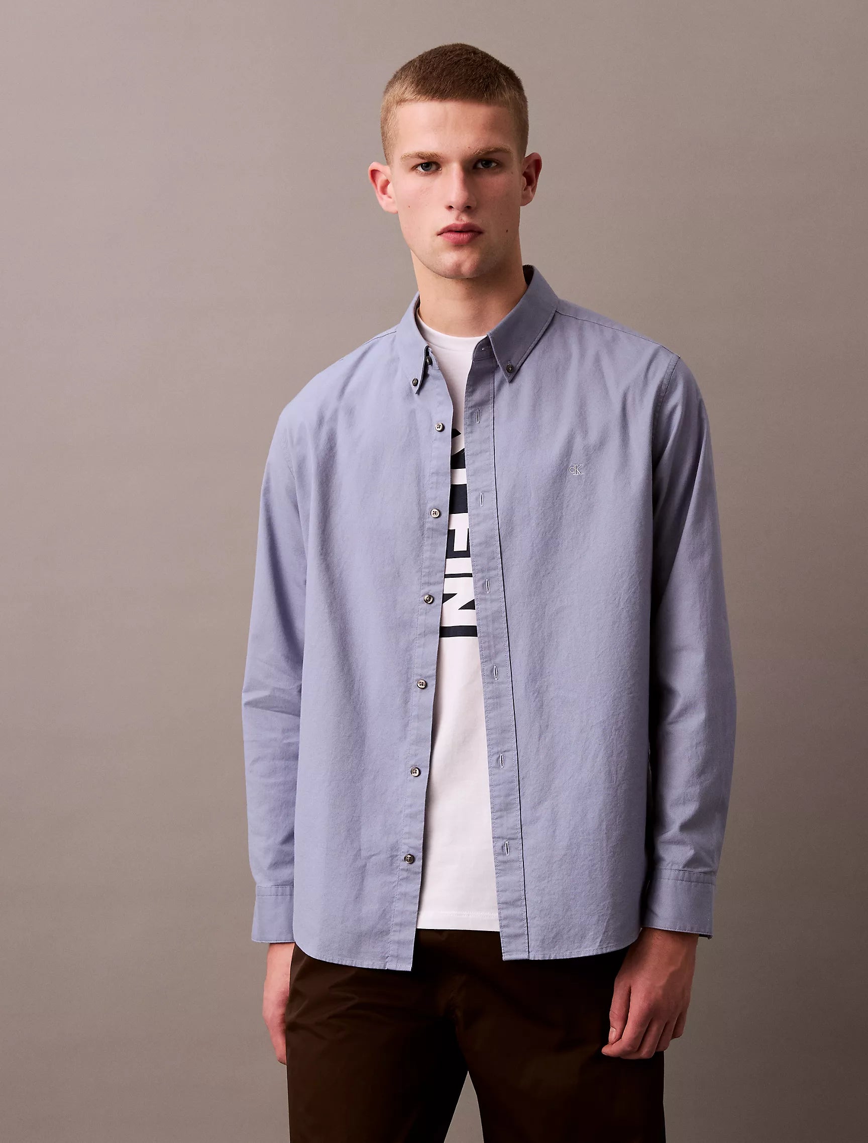 Calvin Klein Solid Oxford Classic Button-Down Shirt - IMMEDIATE
