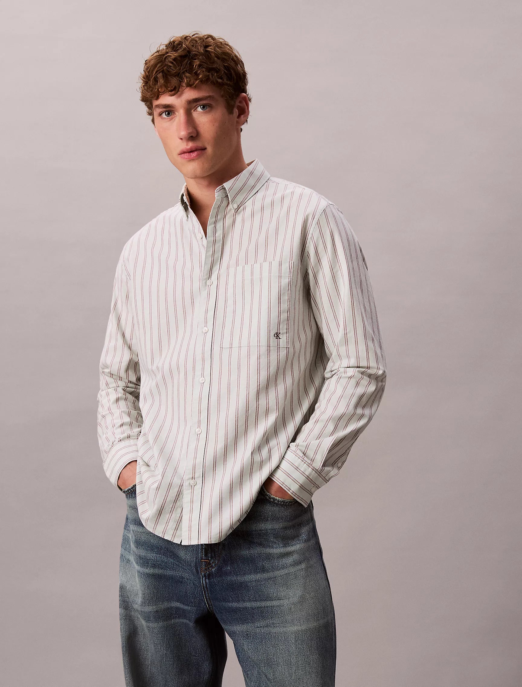 Calvin Klein Stripe Oxford Classic Button-Down Shirt - IMMEDIATE