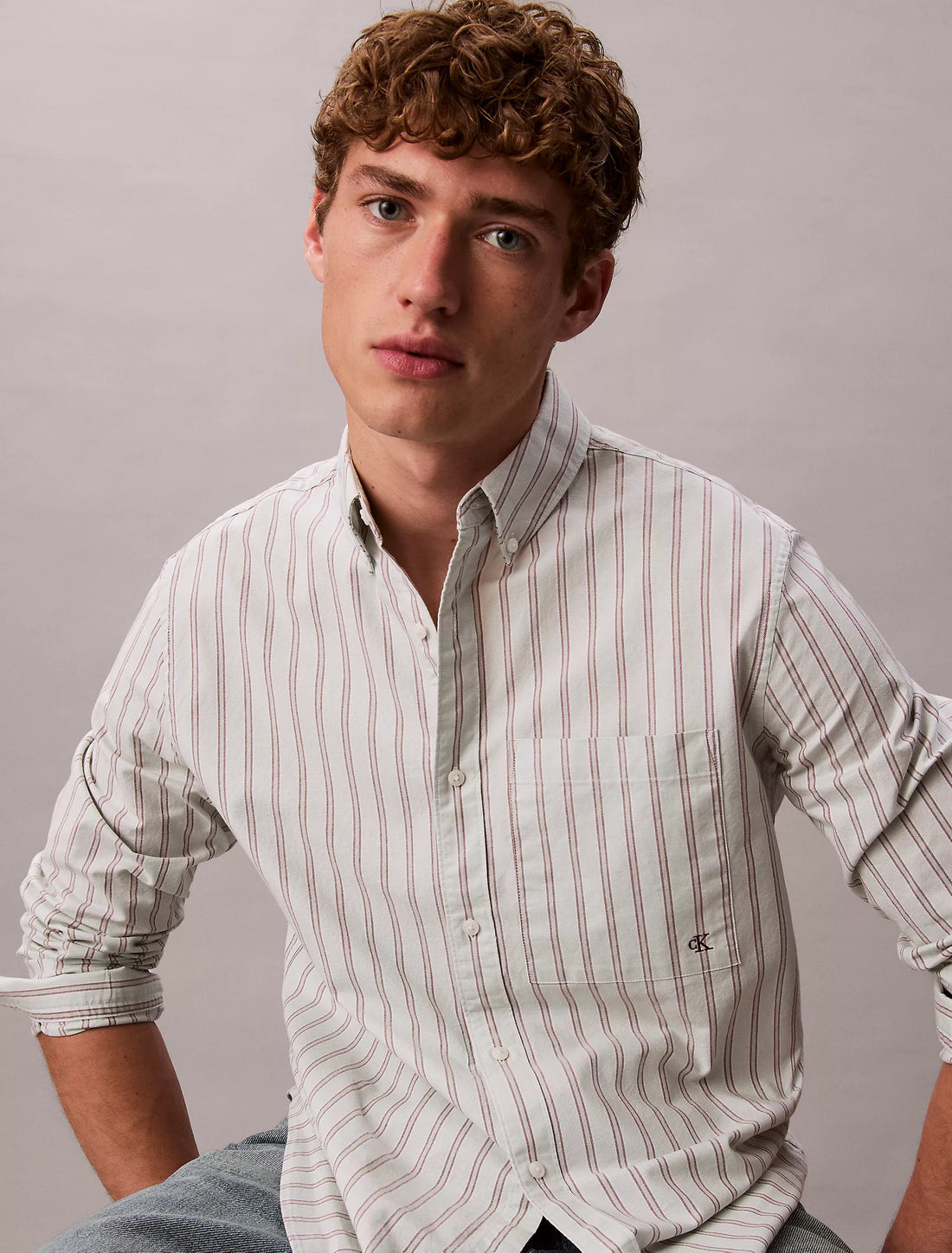 Calvin Klein Stripe Oxford Classic Button-Down Shirt - IMMEDIATE