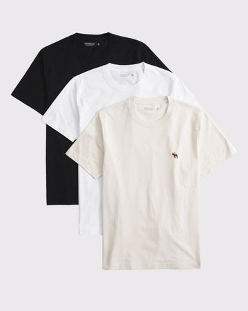 Abercrombie & Fitch 3-Pack Slim Polished Signature Icon Tees - IMMEDIATE