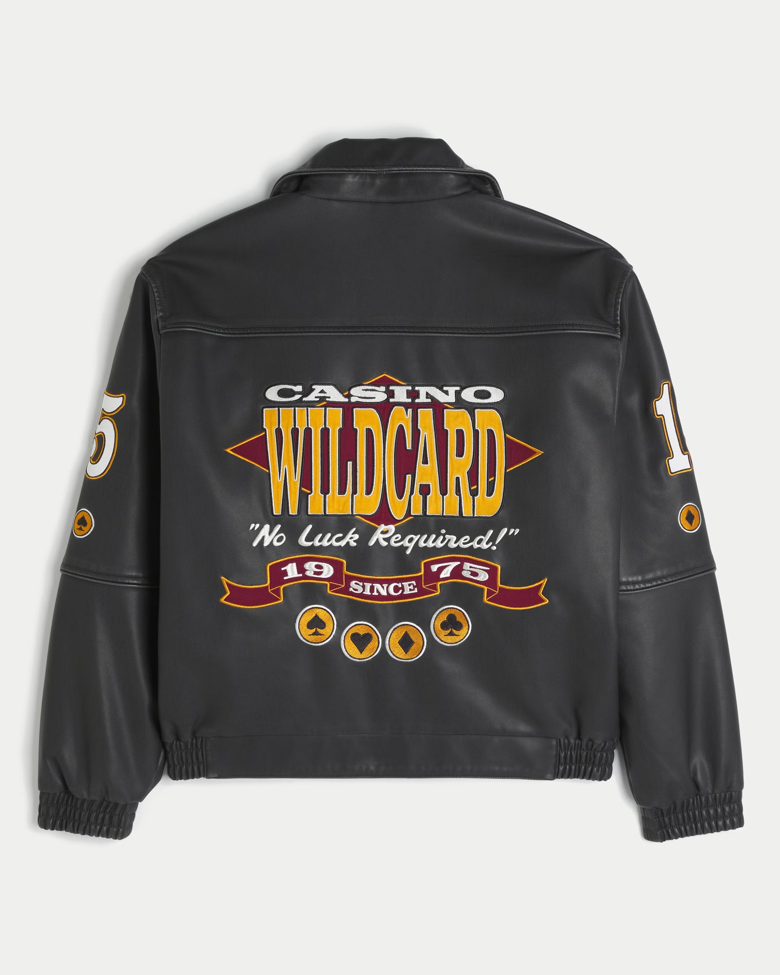 Hollister Casino Graphic Vegan Leather Jacket