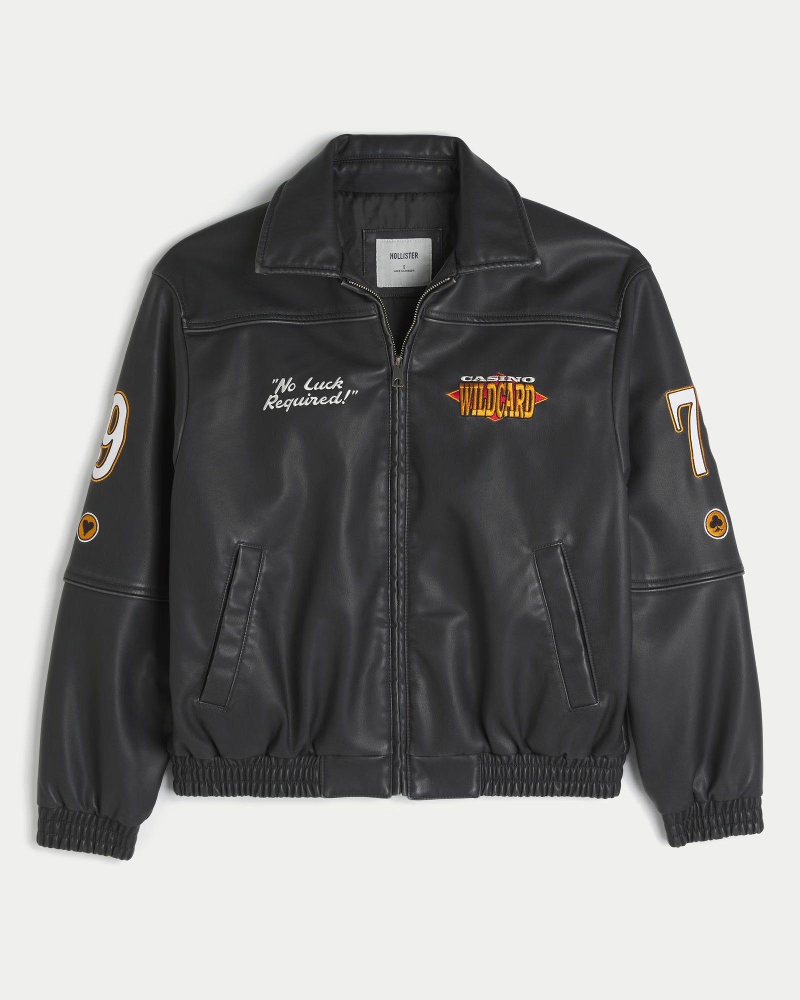 Hollister Casino Graphic Vegan Leather Jacket
