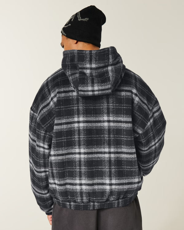Hollister Hooded Plaid Flannel Skater Jacket