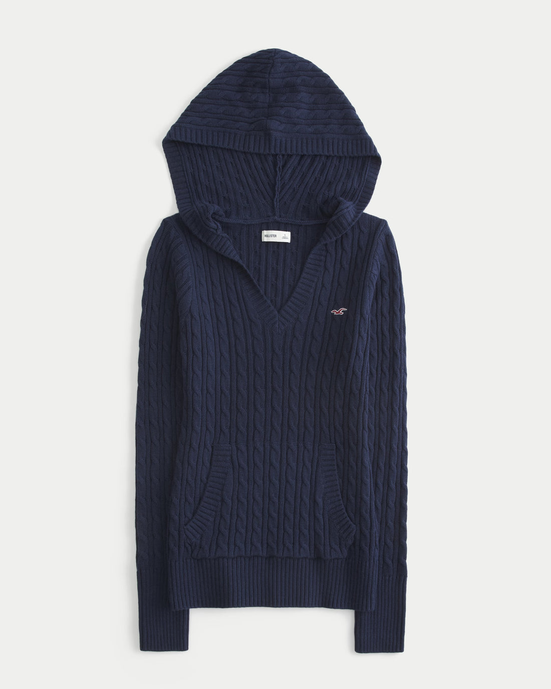 Hollister Cable Knit V-Neck Jumper - IMMEDIATE