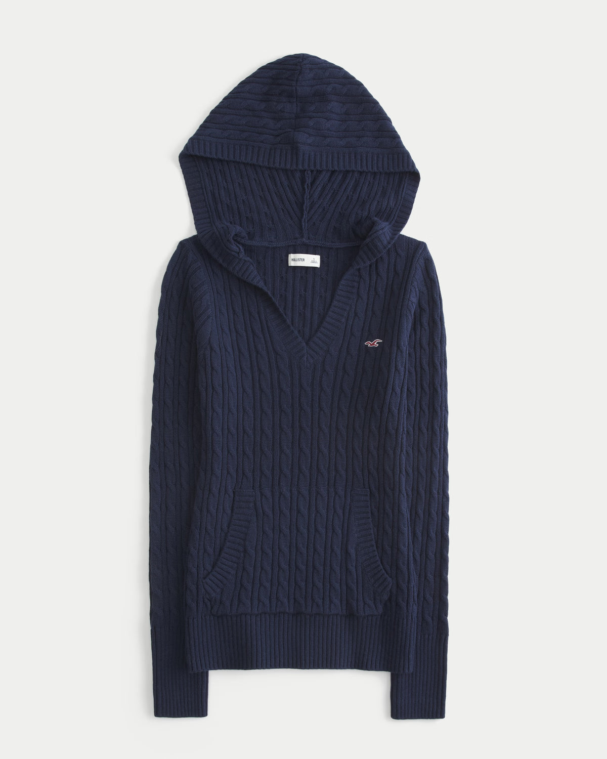Hollister Cable Knit V-Neck Jumper - IMMEDIATE
