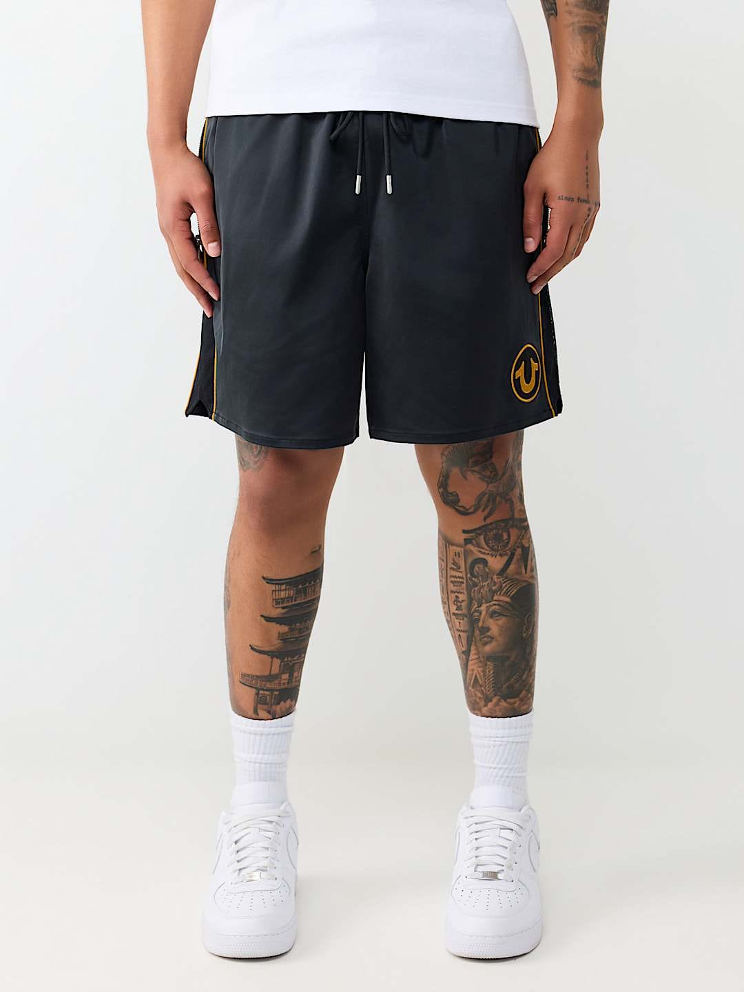True Religion mesh block satin short
