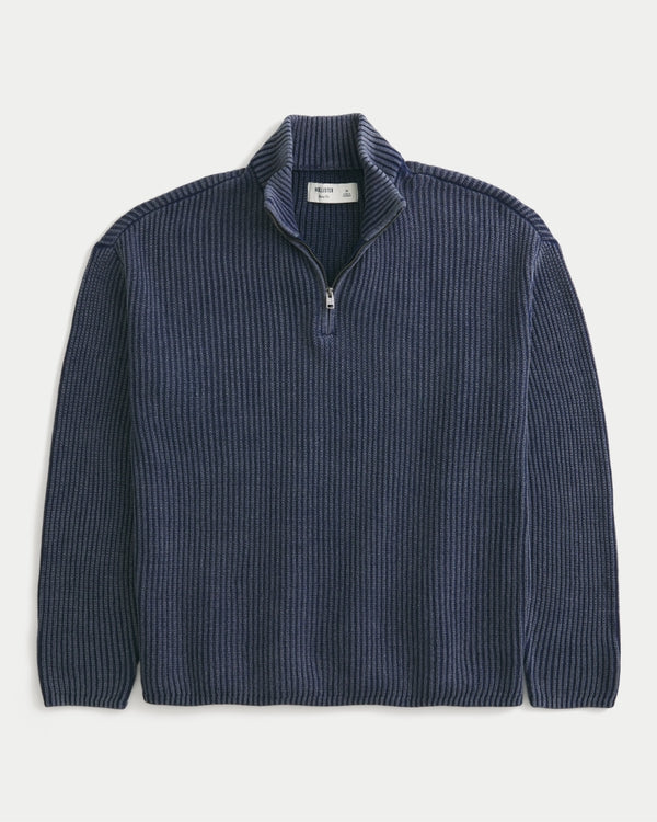 Hollister Boxy Heavyweight Washed Quarter-Zip Sweater