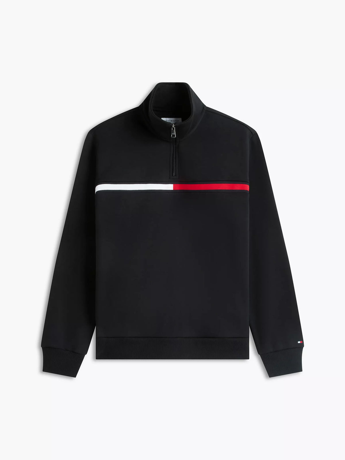 Tommy Hilfiger Flag Stripe Logo Quarter-Zip Sweatshirt
