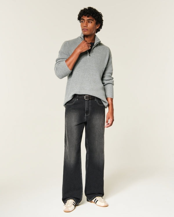 Hollister Boxy Heavyweight Washed Quarter-Zip Sweater