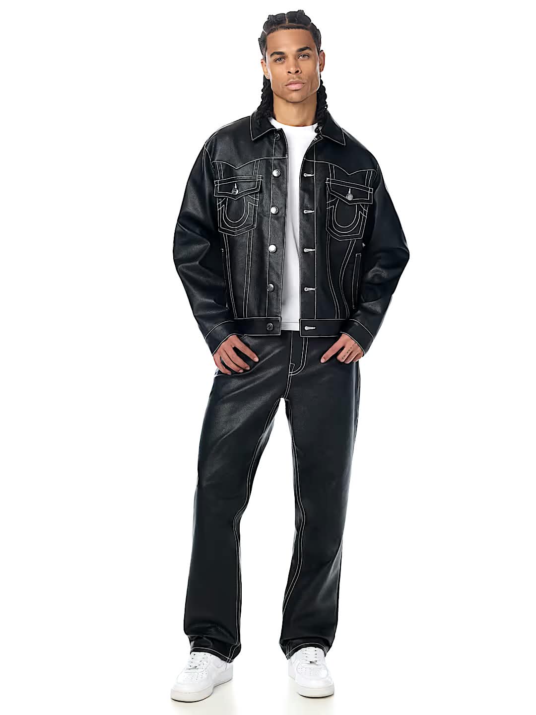 True Religion jimmy faux leather oversized jacket