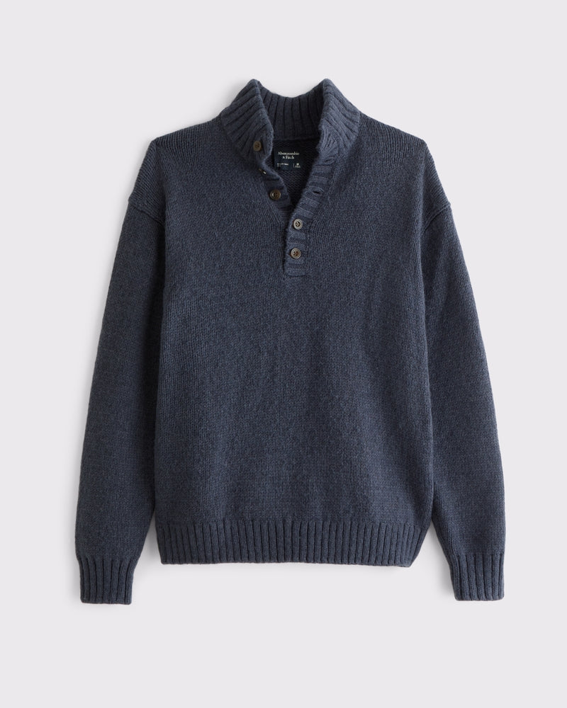Abercrombie & Fitch Henley Mock Neck Sweater