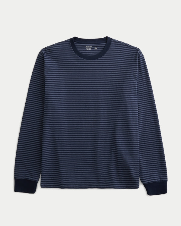 Hollister Relaxed Cotton Long-Sleeve Striped Tee