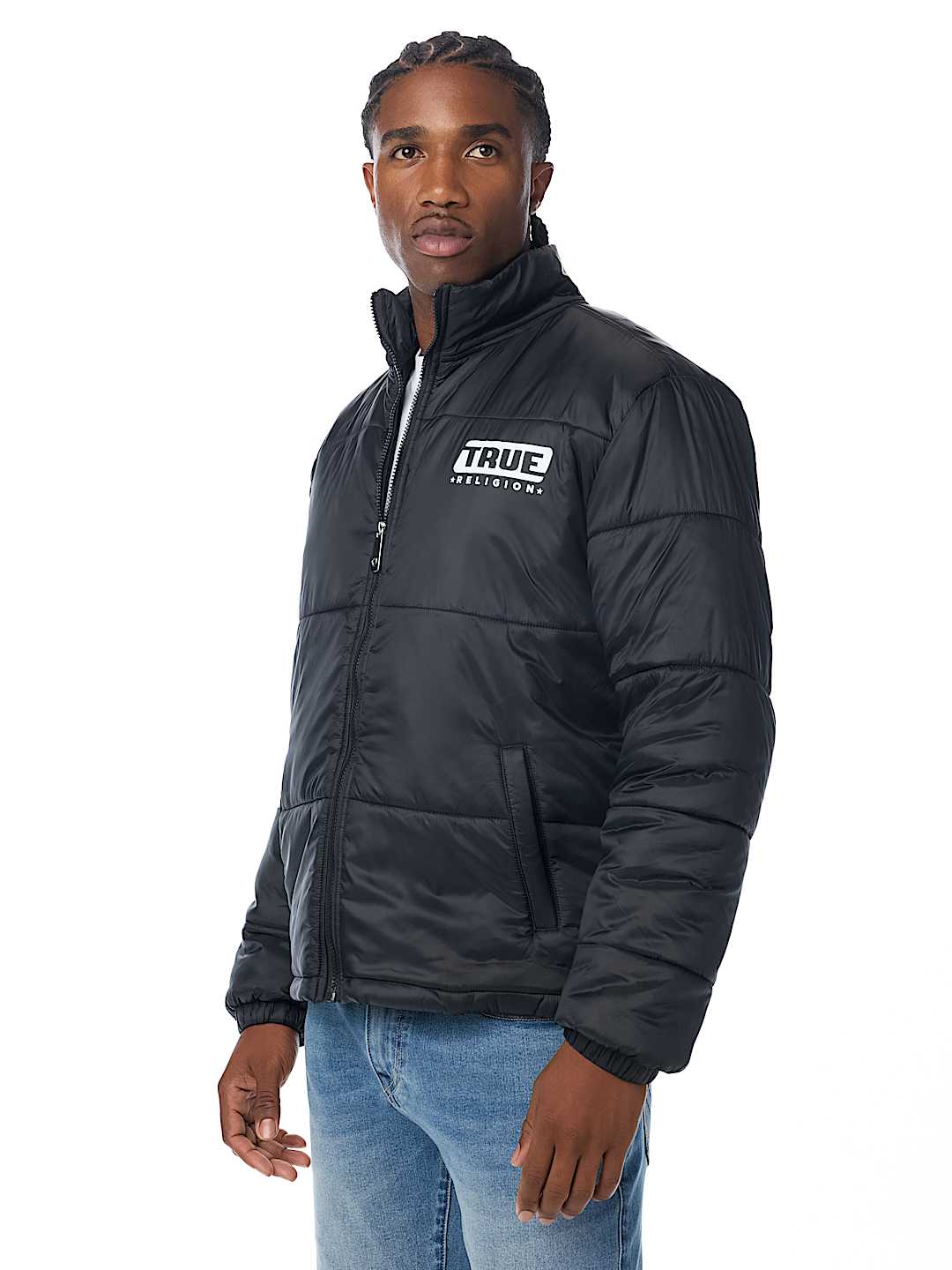 True Religion allover print lined puffer jacket