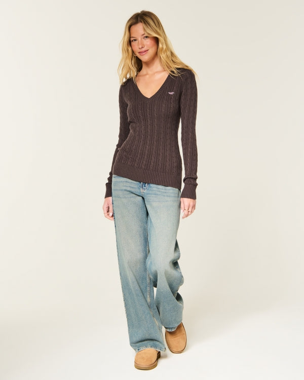 Hollister Ivy Cable-Knit V-Neck Sweater