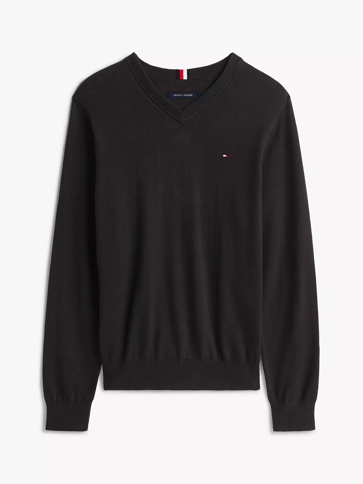 Tommy Hilfiger Solid Logo V-Neck Sweater