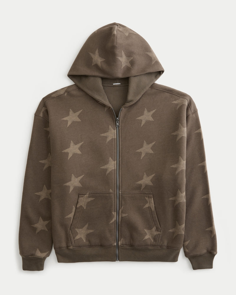 Hollister Reversible Waffle-Lined Zip-Up Hoodie