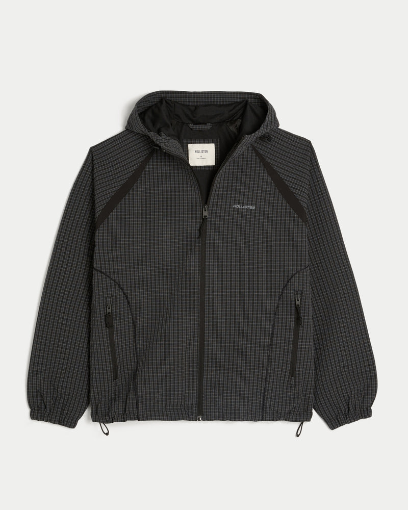Hollister Hooded Seersucker Windbreaker Jacket