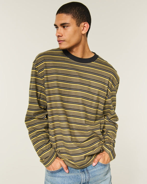 Hollister Boxy Heavyweight Long-Sleeve Cotton Crew T-Shirt