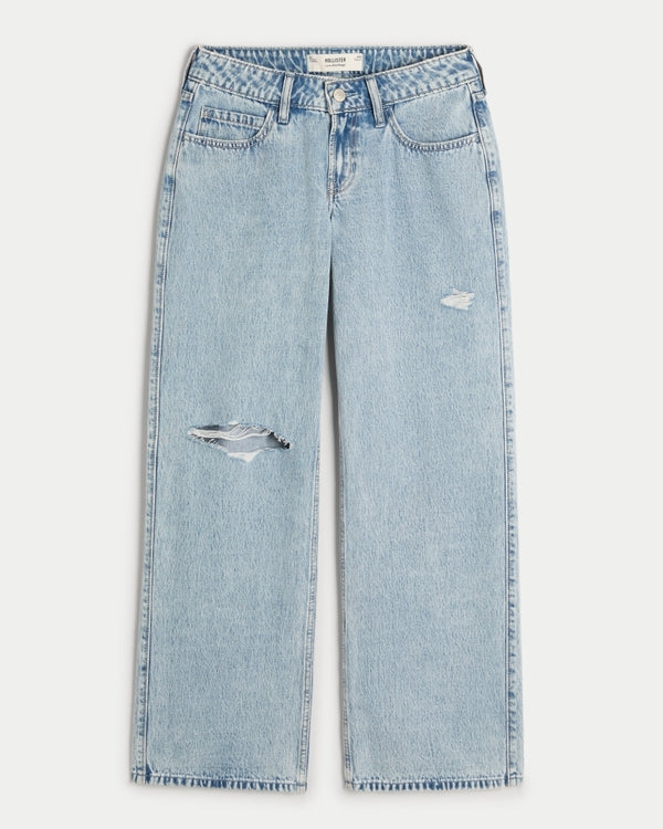 Hollister Low-Rise Medium Wash Baggy Jeans