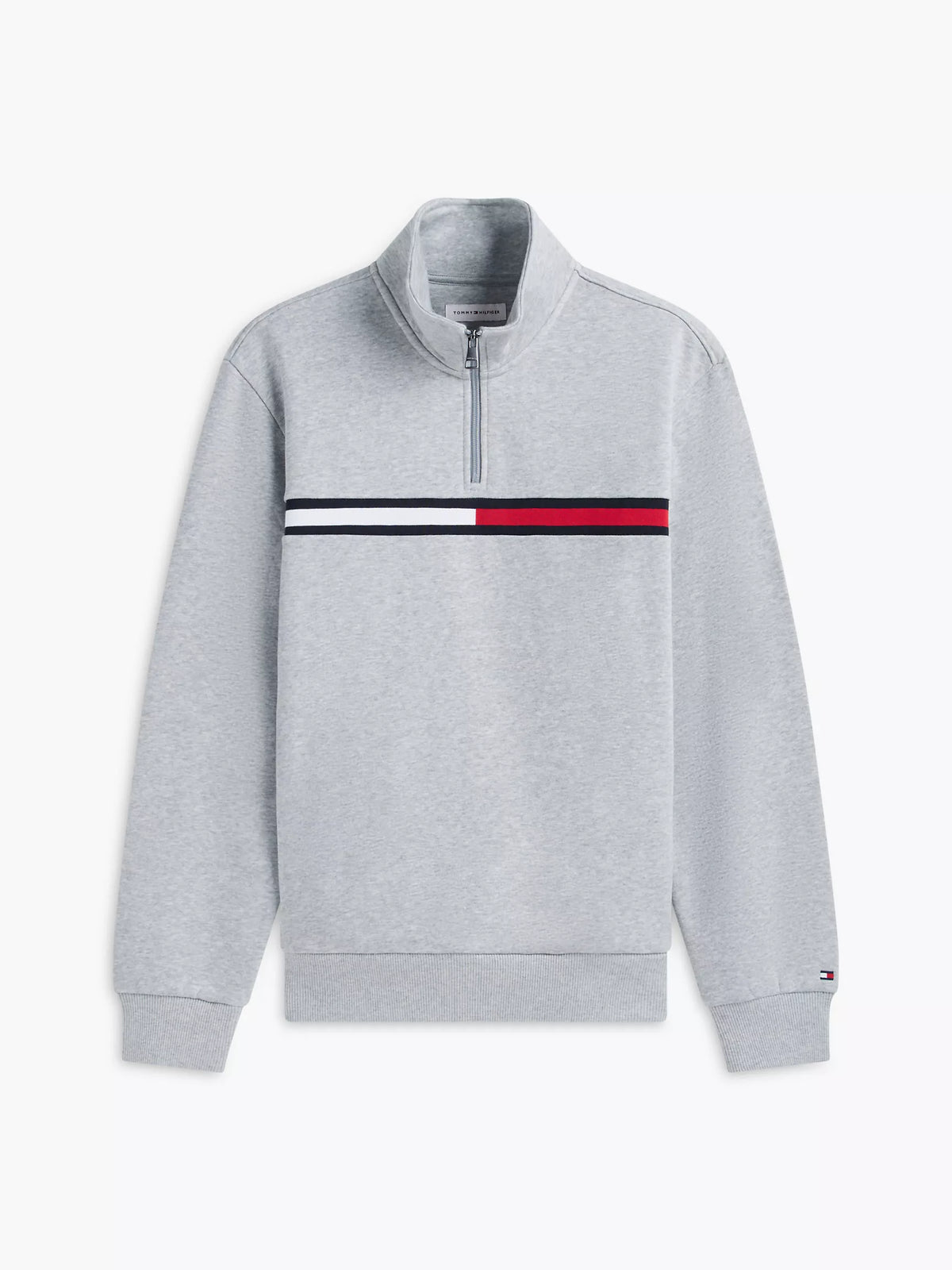 Tommy Hilfiger Flag Stripe Logo Quarter-Zip Sweatshirt