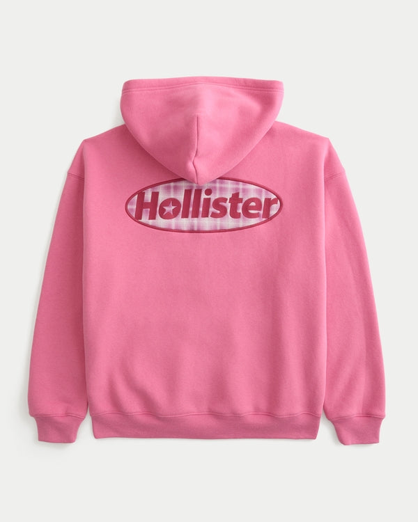 Hollister Boxy Zip-Up Logo Graphic Hoodie