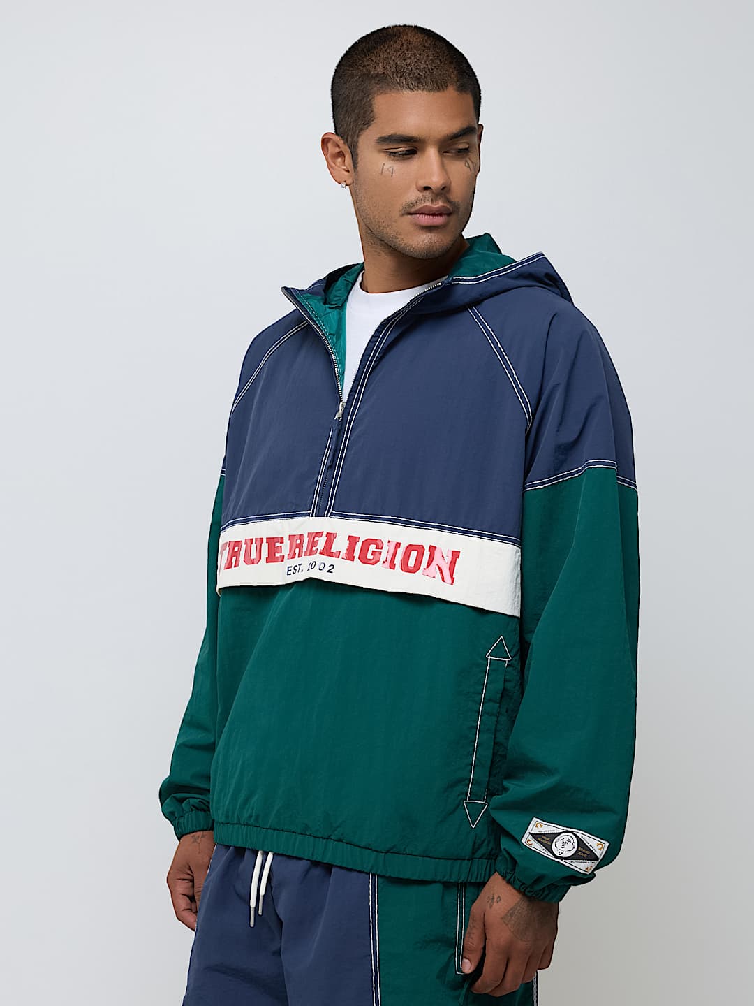 True Religion colorblock big t nylon anorak jacket