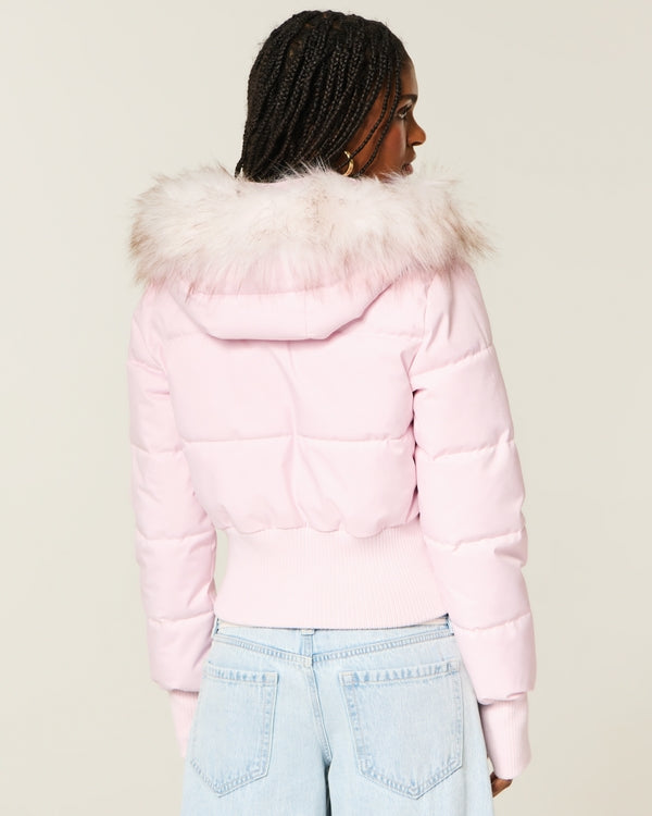 Hollister Peyton Faux Fur Trim Puffer Jacket