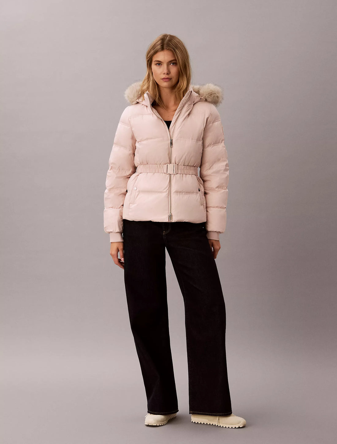 Calvin Klein Matte Belted Short Puffer Jacket