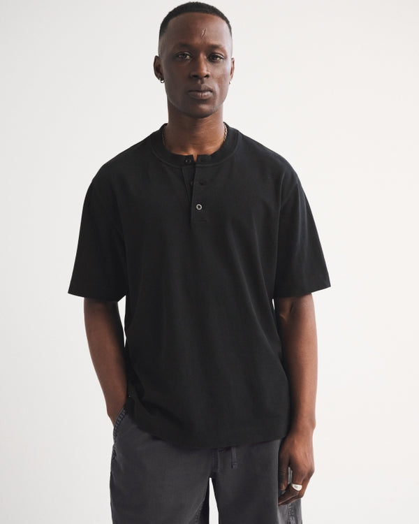 Abercrombie & Fitch Short-Sleeve Premium Heavyweight 2.0 Henley