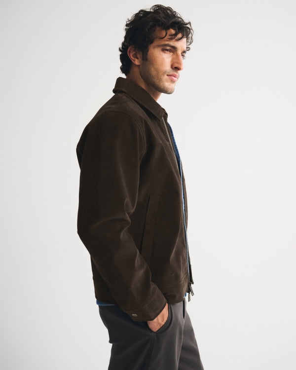 Abercrombie & Fitch Easy Vegan Suede Zip Trucker Jacket