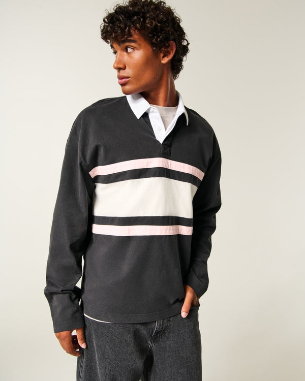 Hollister Boxy Heavyweight Long-Sleeve Rugby Polo