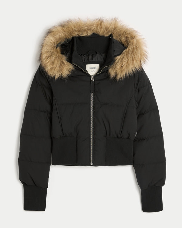 Hollister Peyton Faux Fur Trim Puffer Jacket