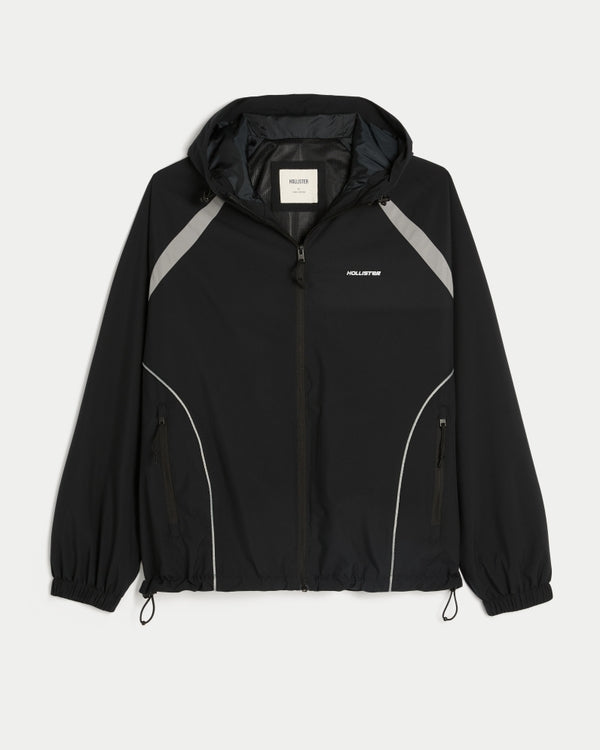 Hollister Hooded Seersucker Windbreaker Jacket