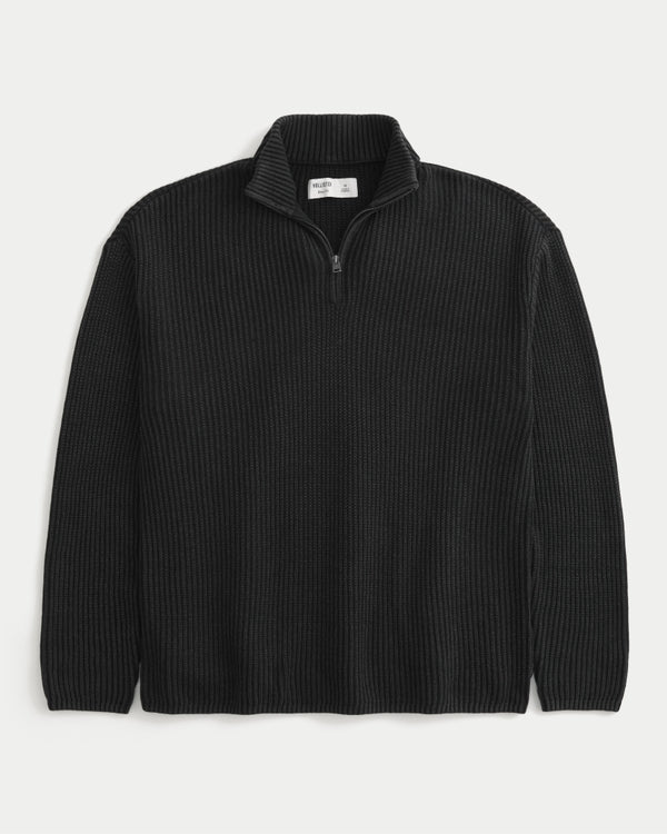 Hollister Boxy Heavyweight Washed Quarter-Zip Sweater