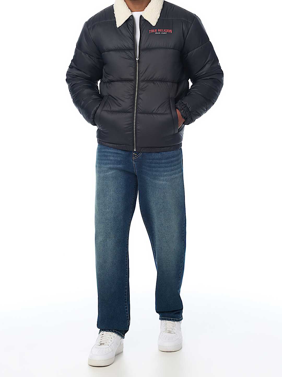 True Religion sherpa collar puffer jacket