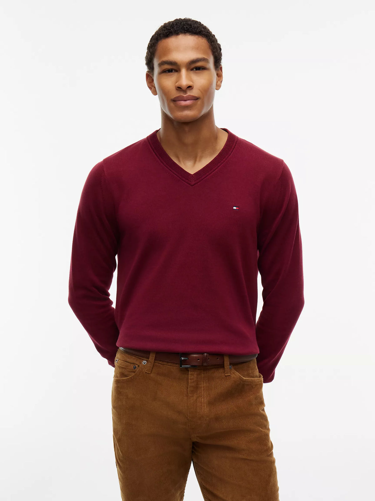 Tommy Hilfiger Solid Logo V-Neck Sweater