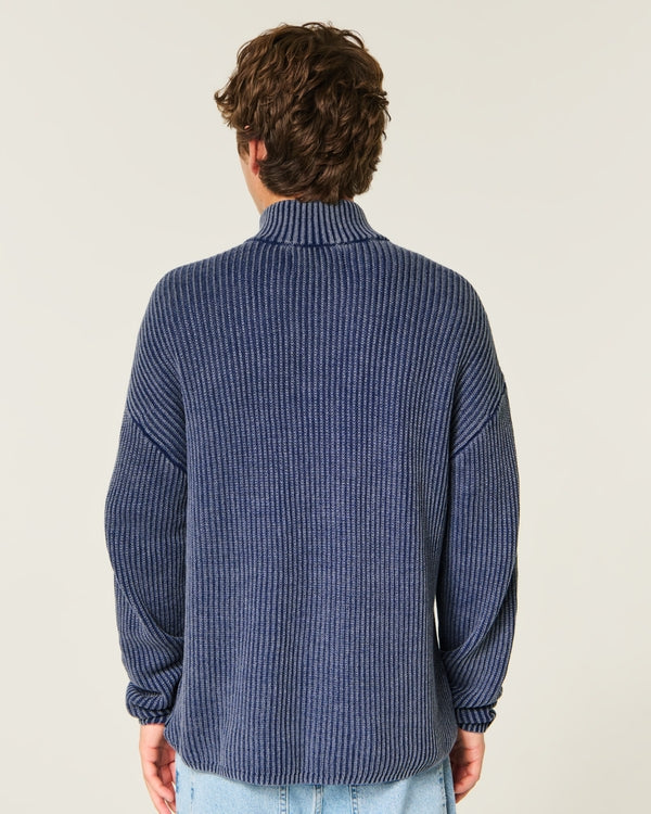 Hollister Boxy Heavyweight Washed Quarter-Zip Sweater