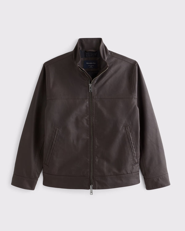 Abercrombie & Fitch Leather Mock Neck Zip Jacket