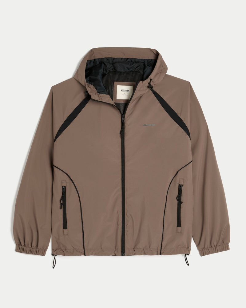 Hollister Hooded Seersucker Windbreaker Jacket