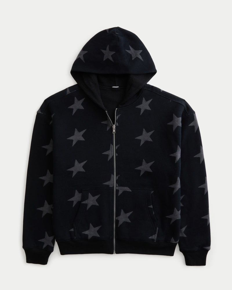 Hollister Reversible Waffle-Lined Zip-Up Hoodie