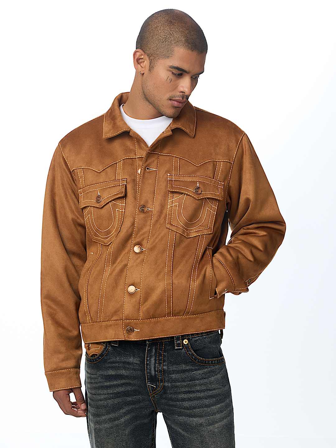 True Religion jimmy faux suede big t oversized jacket