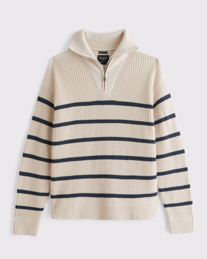 Abercrombie & Fitch 100% Cotton Fold Down Collar Quarter-Zip Sweater