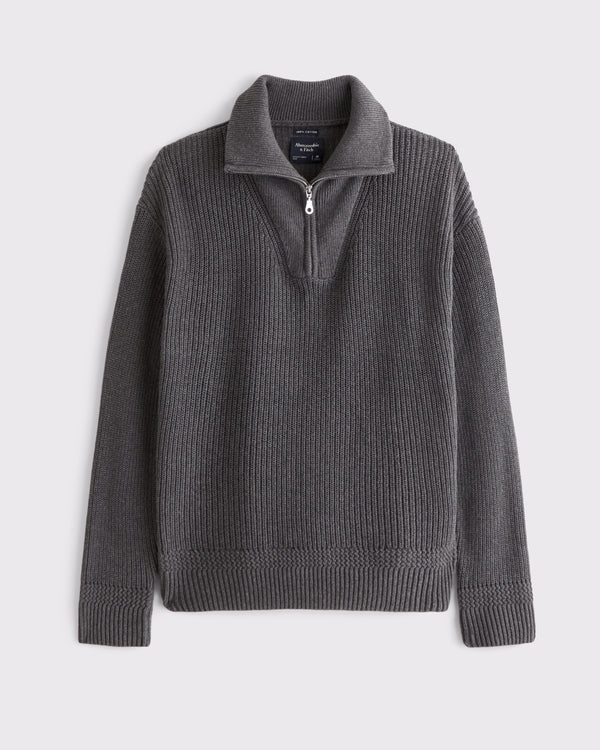 Abercrombie & Fitch 100% Cotton Fold Down Collar Quarter-Zip Sweater