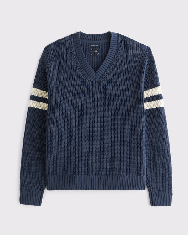 Abercrombie & Fitch 100% Cotton Rib V-Neck Sweater