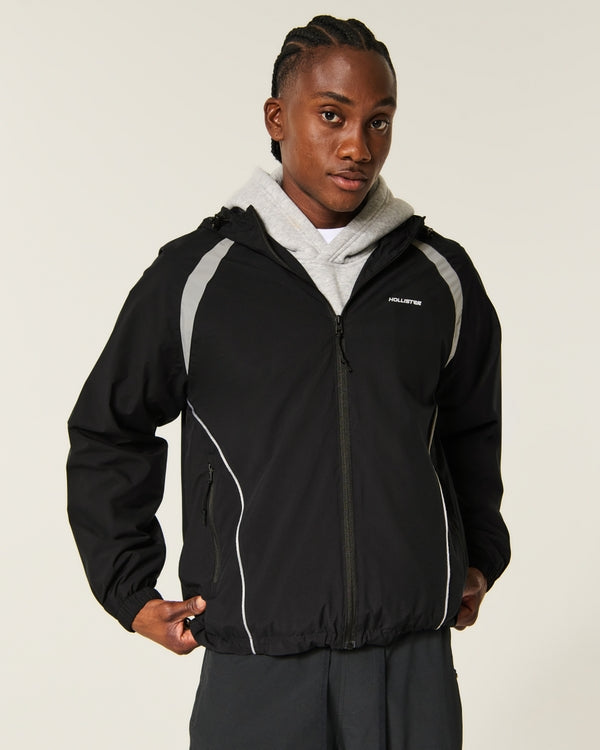 Hollister Hooded Seersucker Windbreaker Jacket
