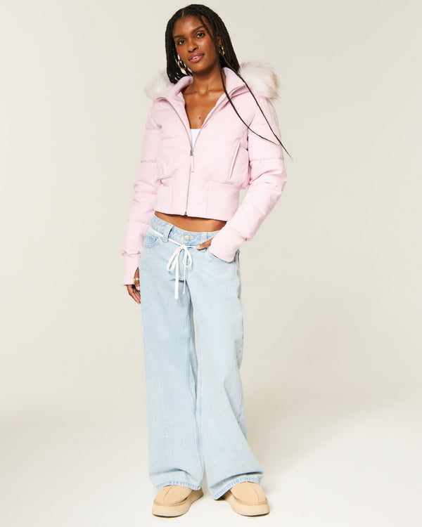 Hollister Peyton Faux Fur Trim Puffer Jacket