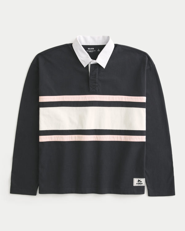 Hollister Boxy Heavyweight Long-Sleeve Rugby Polo