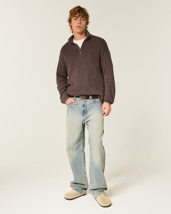 Hollister Boxy Heavyweight Washed Quarter-Zip Sweater