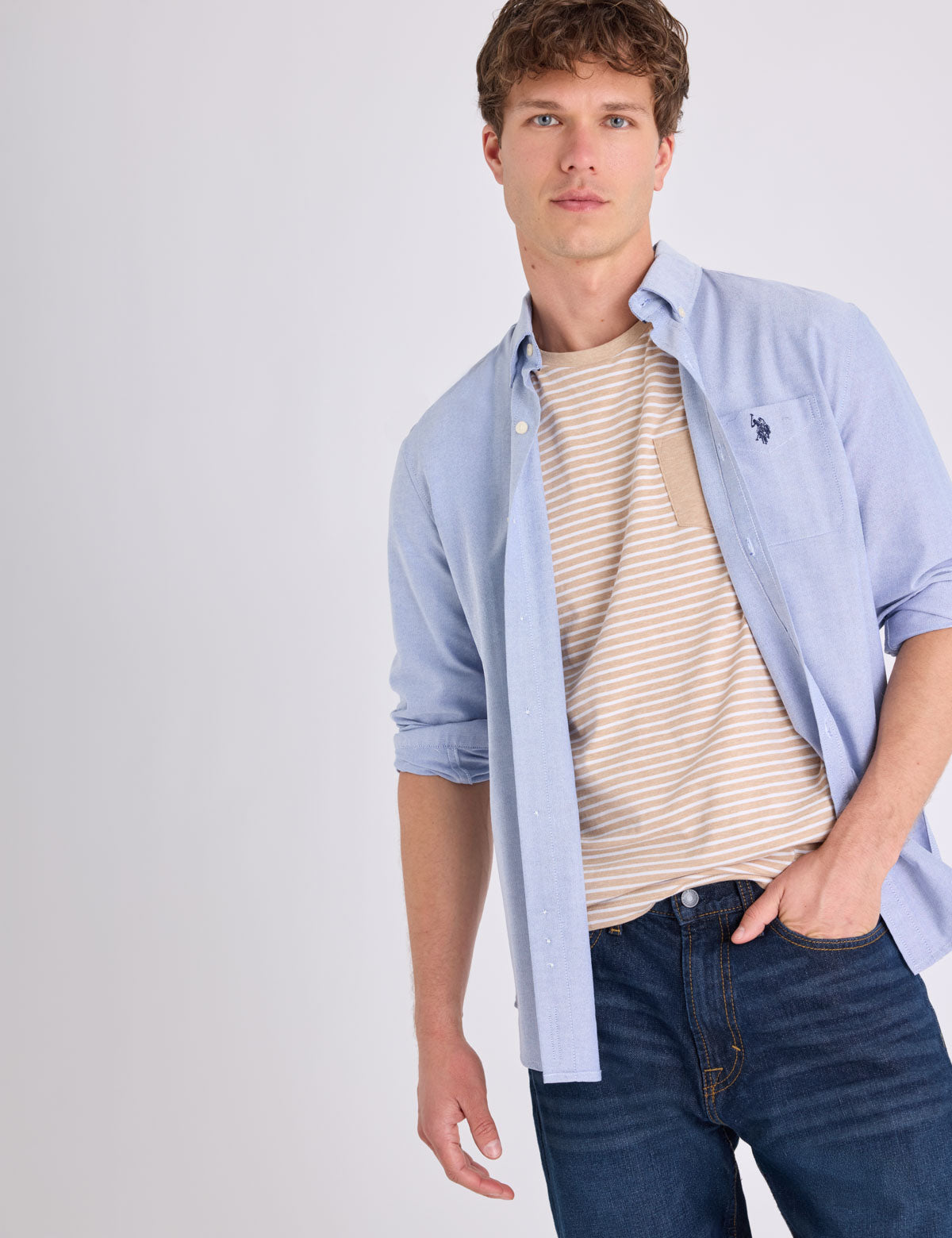 U.S. POLO ASSN LONG SLEEVE STRETCH OXFORD SHIRT